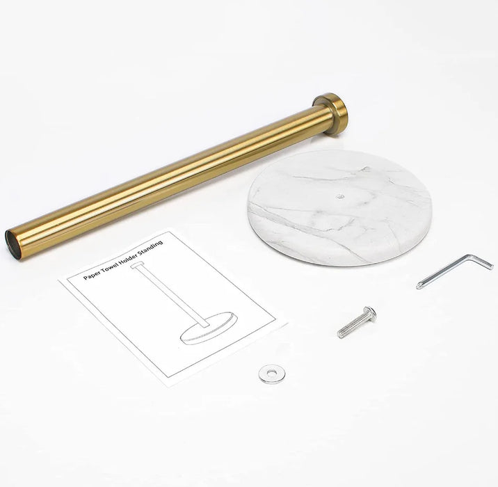 Marble Vertical Paper Towel & Plastic Wrap Rack — Brushed Gold