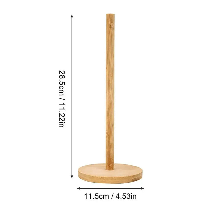 Bamboo Paper Towel Holder – Vertical Anti-Skid Tissue Stand for Kitchen & Home