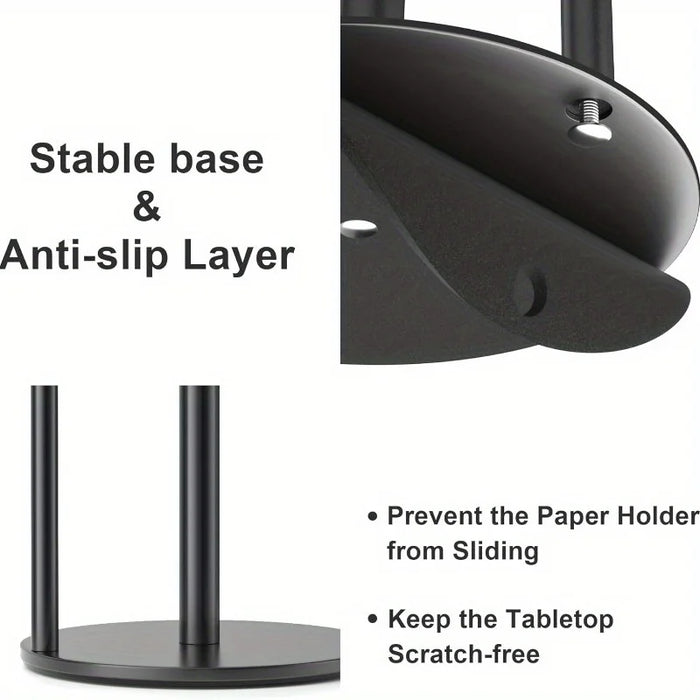 Paper Towel Holder — Weighted Base Countertop Roll Organiser (Black)