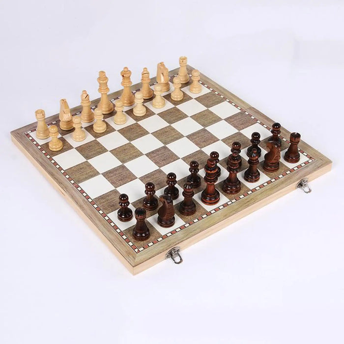 Portable 3‑in‑1 Travel Chess, Checkers & Backgammon Set – Foldable 24 x 24 cm