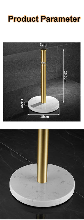 Nordic Marble & Space Aluminium Paper Towel Holder — Vertical Kitchen Roll Stand (Black, White, Gold)