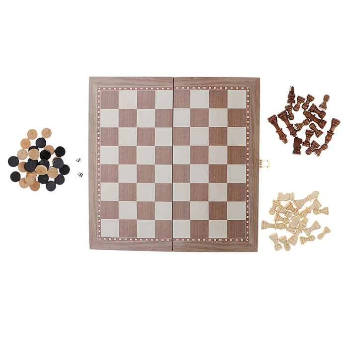 Portable 3‑in‑1 Travel Chess, Checkers & Backgammon Set – Foldable 24 x 24 cm