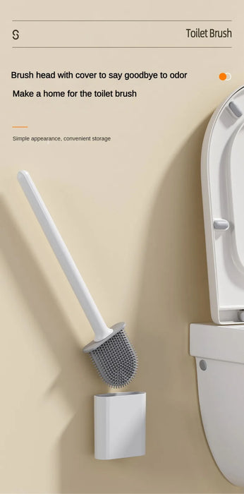 Mini Silicone Toilet Brush — Detachable Pole & Drip-Proof Holder
