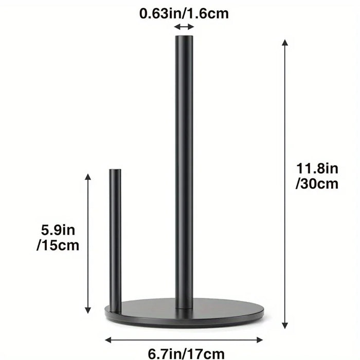 Paper Towel Holder — Weighted Base Countertop Roll Organiser (Black)