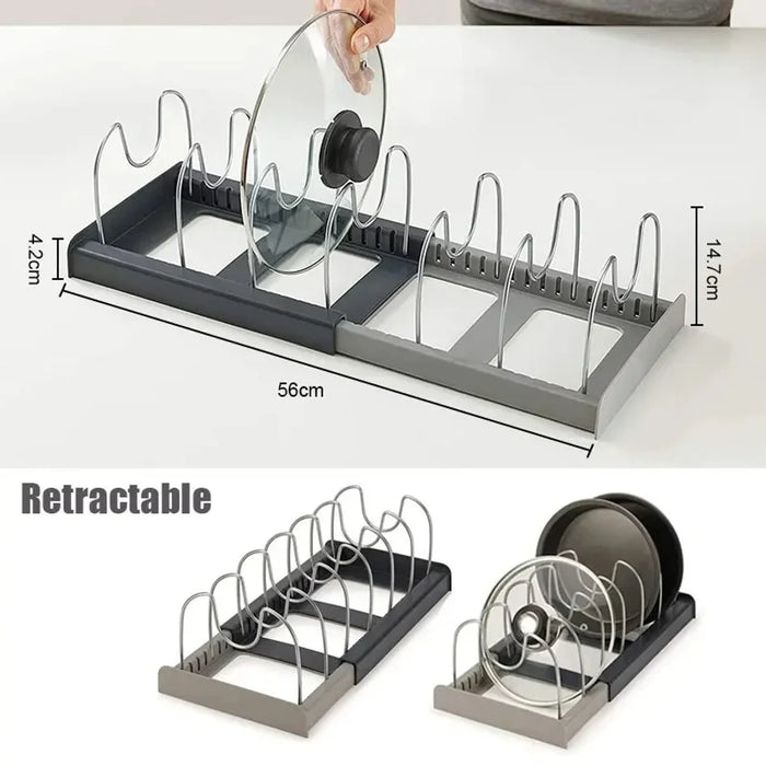 Expandable Stainless-Steel Pot & Pan Organizer Rack with 7 Dividers