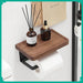 Wooden Toilet Roll Holder with Shelf — Wall-mounted, Rustproof Matt Black
