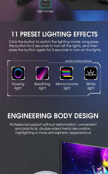 RGB Headset Stand with Sound‑Activated Lights and USB Dock