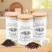 3‑Piece Metal Tea, Coffee & Sugar Canister Set with Bamboo Lids
