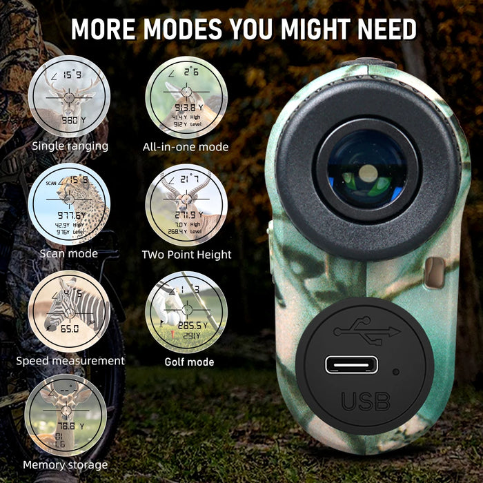 REVASRI Laser Rangefinder — 6x Magnification, Flag‑Lock & Slope, USB‑C Rechargeable (600m / 1000m models)