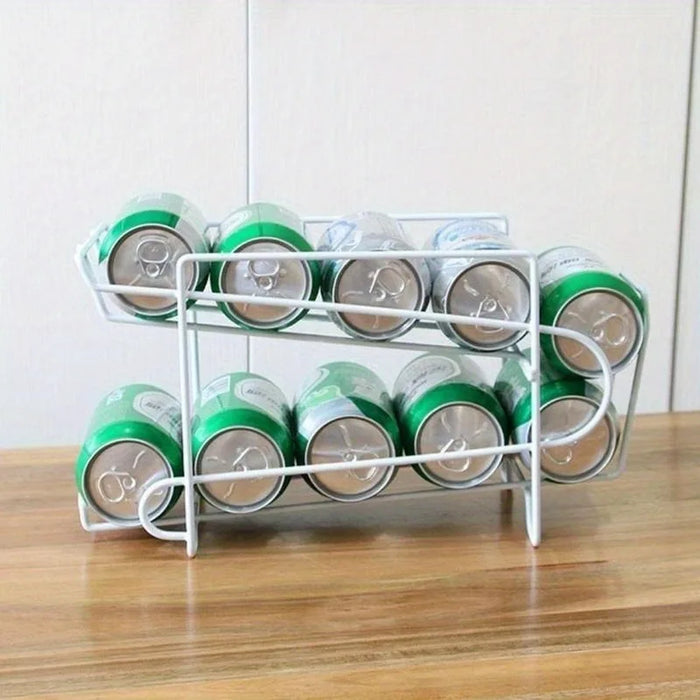 Double-Layer Metal Can Rack — 10-Can Fridge & Pantry Organiser, 35 x 15 x 19cm