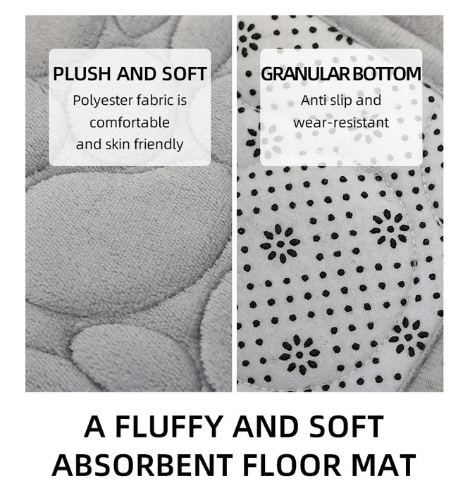 Three‑Piece Stone‑Pattern Microfibre Bathroom Mat Set — Water‑Absorbent & Non‑Slip