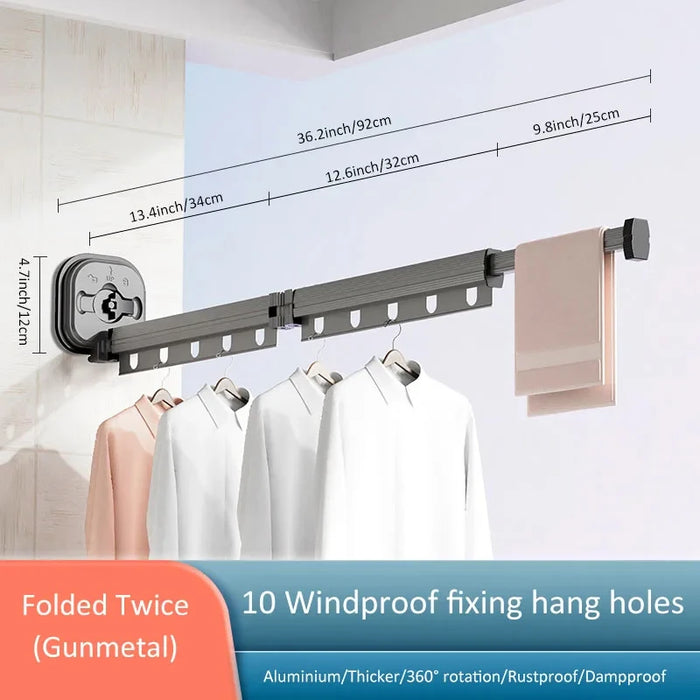 Retractable Wall-Mounted Clothes Drying Rack — Foldable Aluminium, Space-Saving