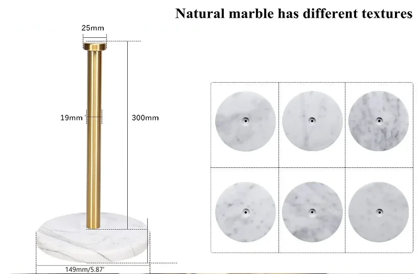 Marble Vertical Paper Towel & Plastic Wrap Rack — Brushed Gold