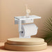 Stainless Steel Toilet Roll Holder with Marble Shelf and Mobile Phone Shelf