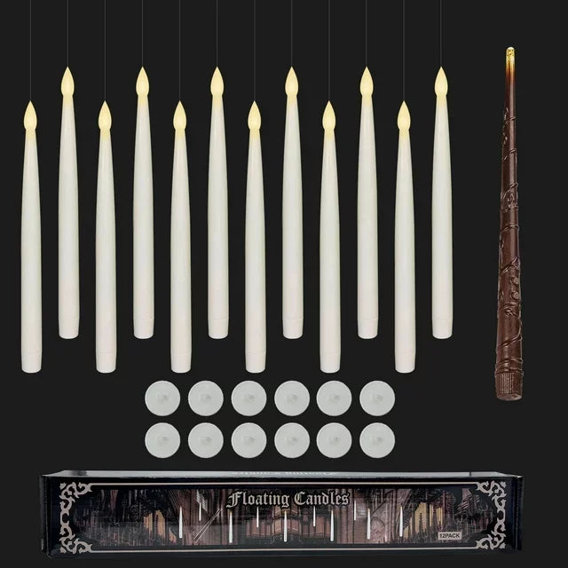 10/12 LED Floating Flameless Candles with Magic Wand Remote