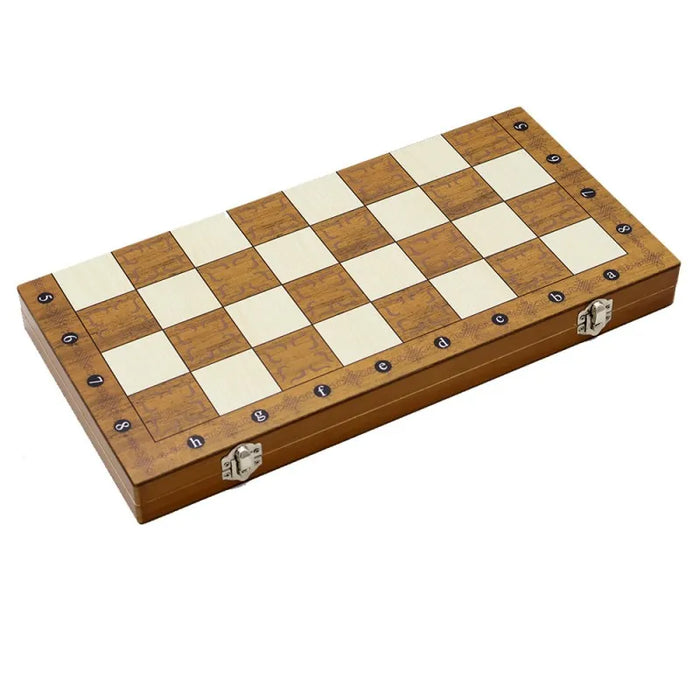 3‑in‑1 Foldable Wooden Travel Board — Chess, Checkers & Backgammon