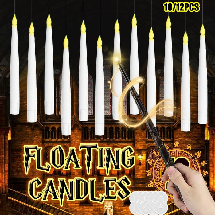 10/12 LED Floating Flameless Candles with Magic Wand Remote