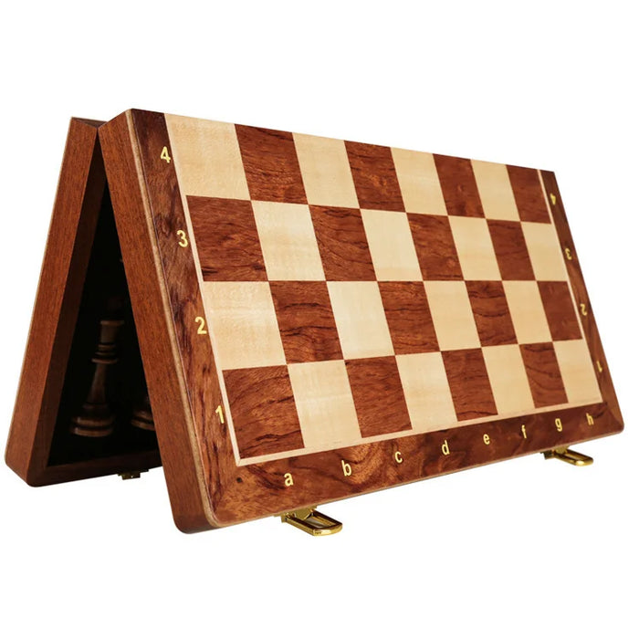 Wooden Folding Chess Set — 39×39cm Traditional Handcrafted Pieces