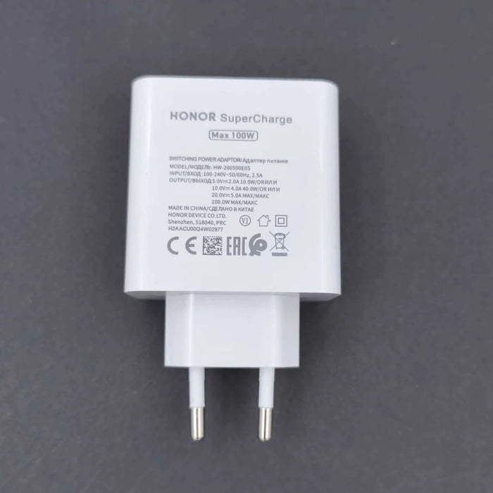 100W SuperCharge EU Wall Charger with 1m 6A USB-C Cable for Honor & Magic V series