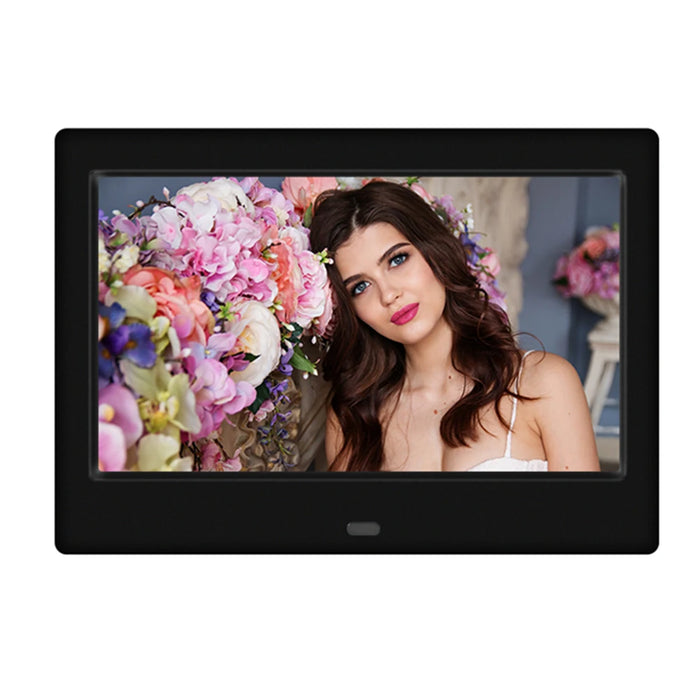 7-inch Digital Photo Frame — 16:9 LED Display, Photo, Video & Music, Clock & Calendar