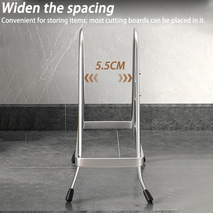 Stainless Steel Kitchen Rack — Lid, Cutting Board & Knife Organiser