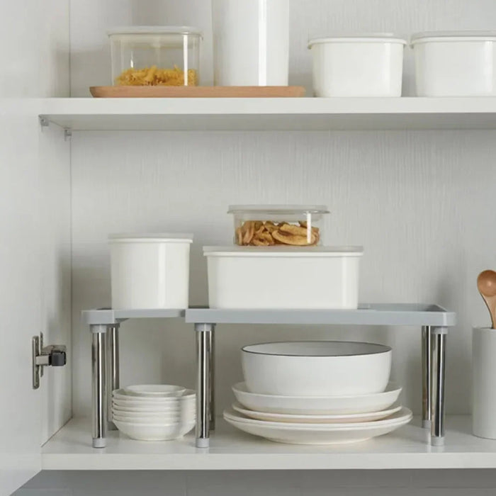 Expandable Cupboard Shelf 36–69cm – Kitchen Cabinet Organiser, White