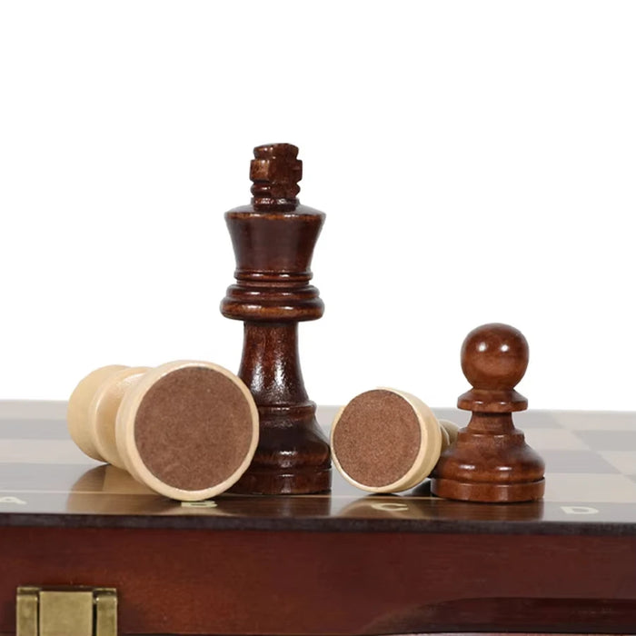 39cm (15in) Foldable Handmade Wooden Chess Set with Extra Queens