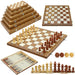 3‑in‑1 Foldable Wooden Travel Board — Chess, Checkers & Backgammon