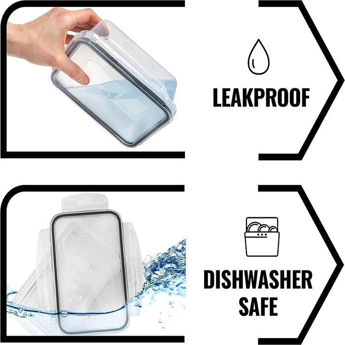 Kitchen Food Container Set — 10× 840ml BPA-Free Plastic, Microwave & Dishwasher Safe, with 10 Stickers & Marker