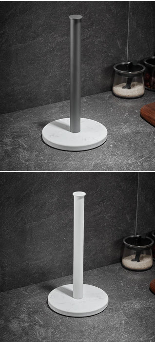 Nordic Marble & Space Aluminium Paper Towel Holder — Vertical Kitchen Roll Stand (Black, White, Gold)