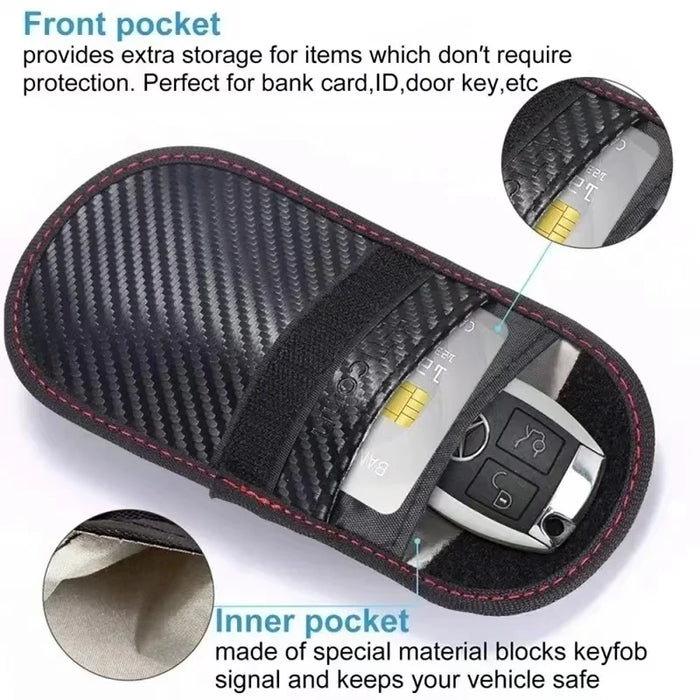 Car Key Signal Shielding Pouch — Faraday RFID Blocker for Keyless Fobs