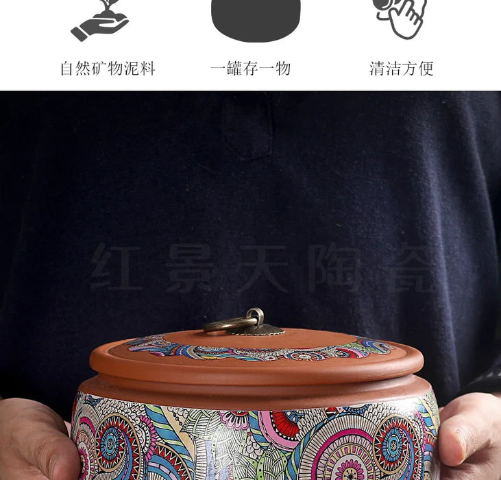 Purple Clay Ceramic Tea Caddy – 18 x 10 cm Sealed Coffee & Candy Canister