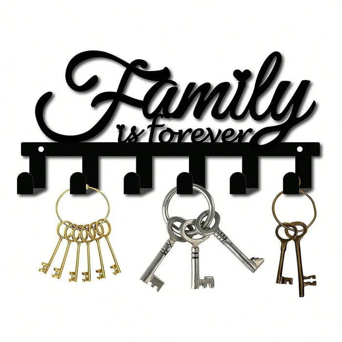 Black Iron 'Family' Wall Key Holder — Wall-Mounted Hook & Hat Rack