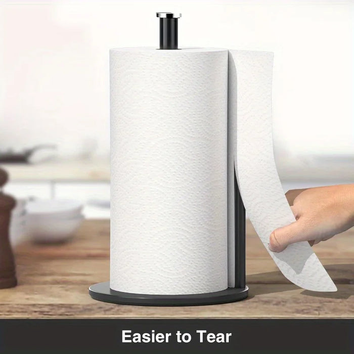 Paper Towel Holder — Weighted Base Countertop Roll Organiser (Black)