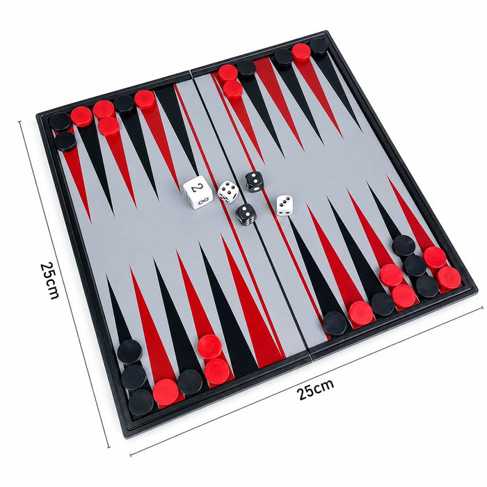 25×25cm Folding Magnetic Backgammon Board – Portable Travel Game