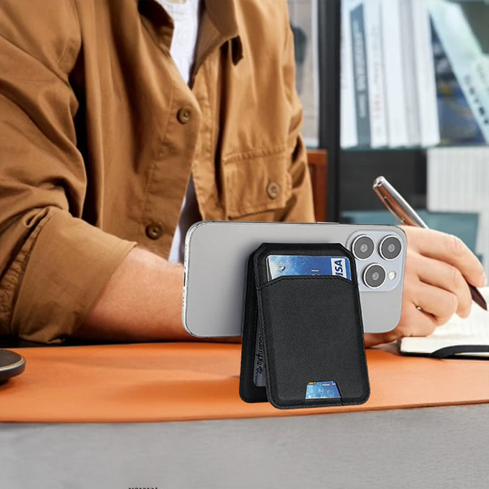 Magnetic PU Leather Wallet Phone Case with Stand and Card Pocket — MagSafe Compatible