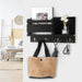 Wooden Wall-Mounted Key & Mail Organiser — Rustic Letter Sorter with 4 Key Hooks