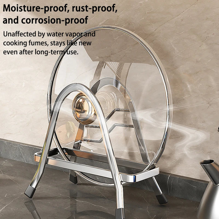 Stainless Steel Kitchen Rack — Lid, Cutting Board & Knife Organiser
