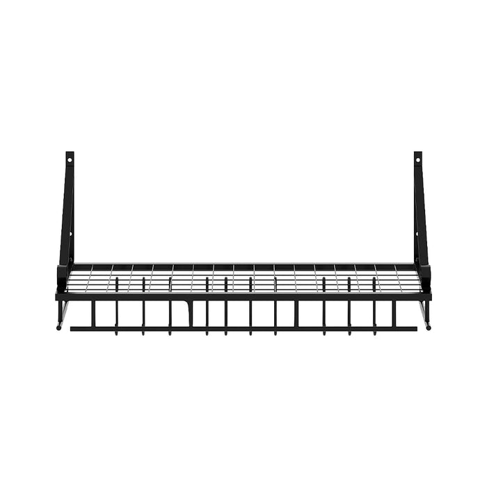60cm Wall-Mounted Kitchen Organiser Rack with 10 Hooks – Black