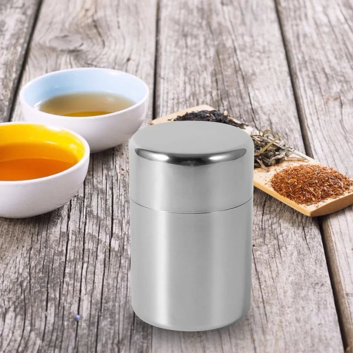 Stainless Steel Tea Canister – 400ml or 550ml with Tight-Fitting Sliding Lid