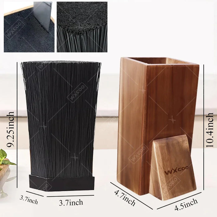 Acacia Wood Universal Knife Block with Removable Bristle Insert