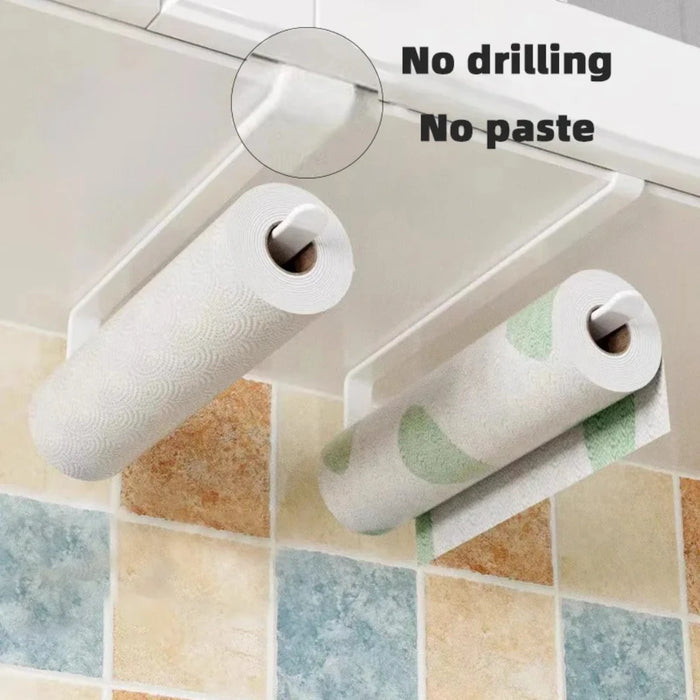 No-drill Cabinet Hanger Paper Towel & Toilet Roll Holder – Iron Wall/Cabinet Storage