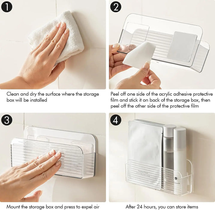 Slim Wall-Mounted Clear Storage Box — Cabinet & Medicine-Cabinet Organiser