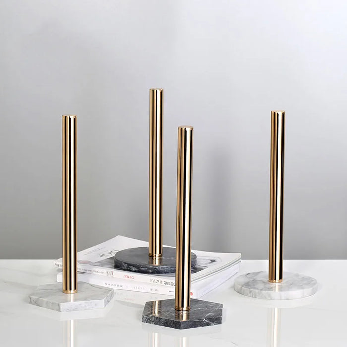 Marble Desktop Tissue Rack – Metal Paper Holder & Storage Shelf