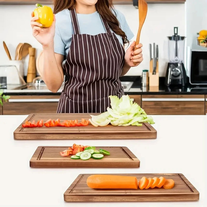 Beech & Walnut Wooden Cutting Board — Rectangle Chopping Block for Cheese & Meat