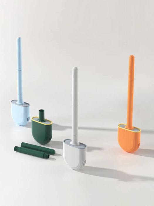 Wall-hanging Long-handle Toilet Brush with Silicone Head, 36×9×4 cm