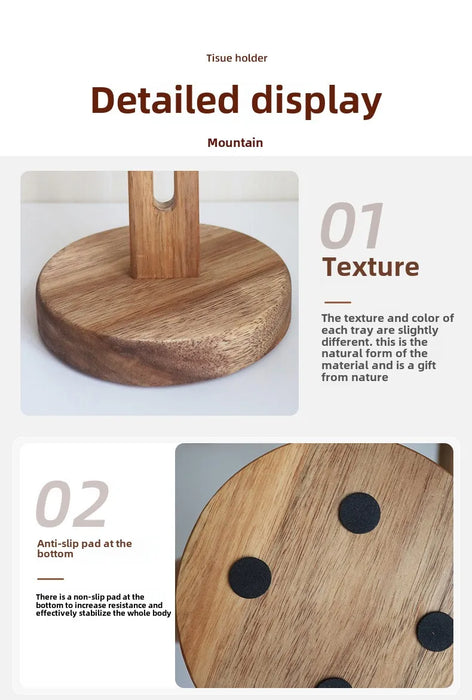 Solid Wood Paper Towel & Wrap Holder — Cat Paw / Four‑Leaf Clover / Cat