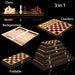Retro 3-in-1 Wooden Chess Set — Foldable Chessboard with Checkers & Backgammon