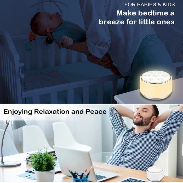 White Noise Machine – Desktop Sleep Sound Machine for Baby with 34 Sounds & 7‑Colour Night Light
