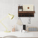 Wall-mounted Wooden Key and Mail Shelf with 5 Hooks